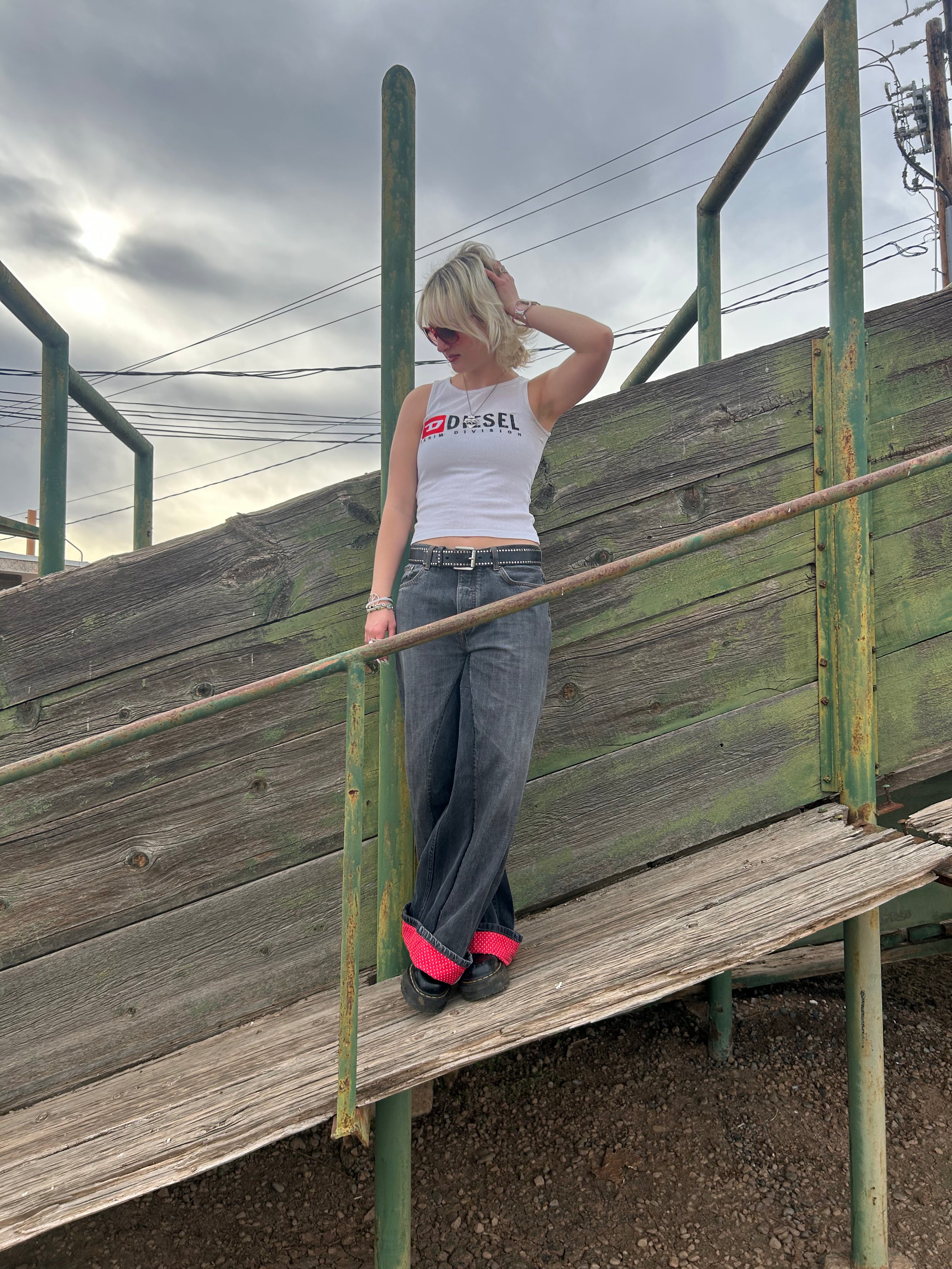 polkadot salvaged denim