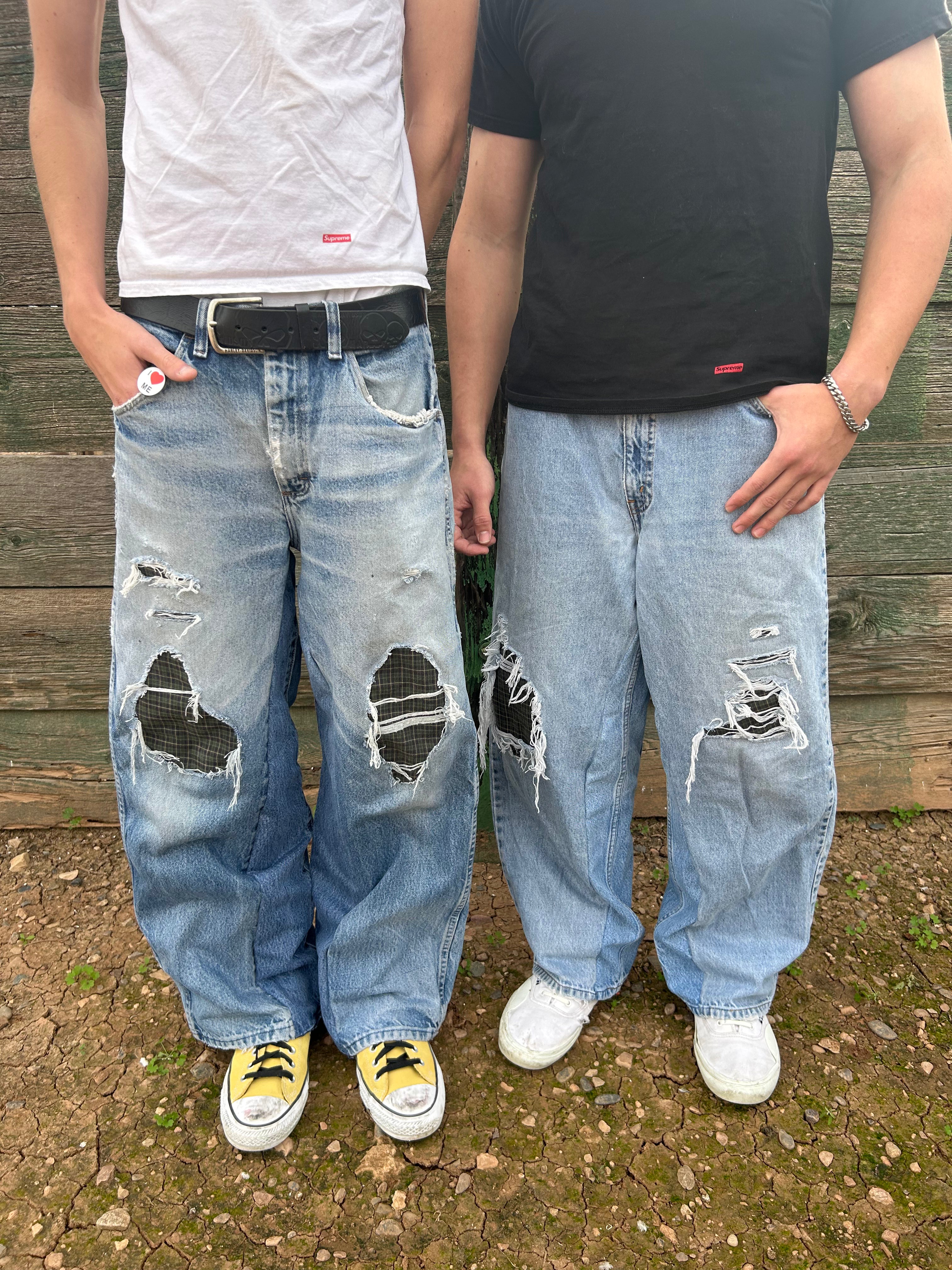 green boxer lined jeans