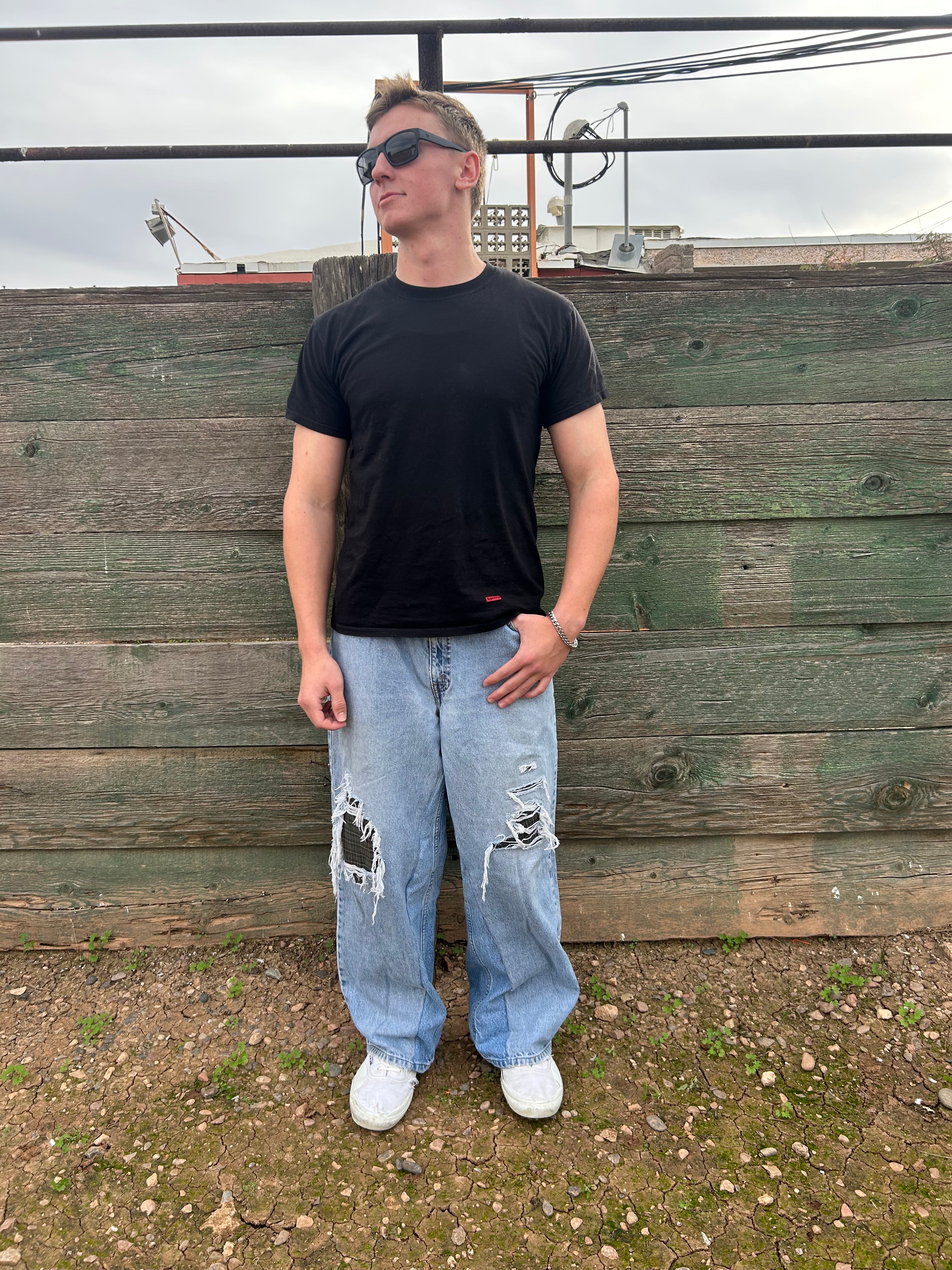 green boxer lined jeans