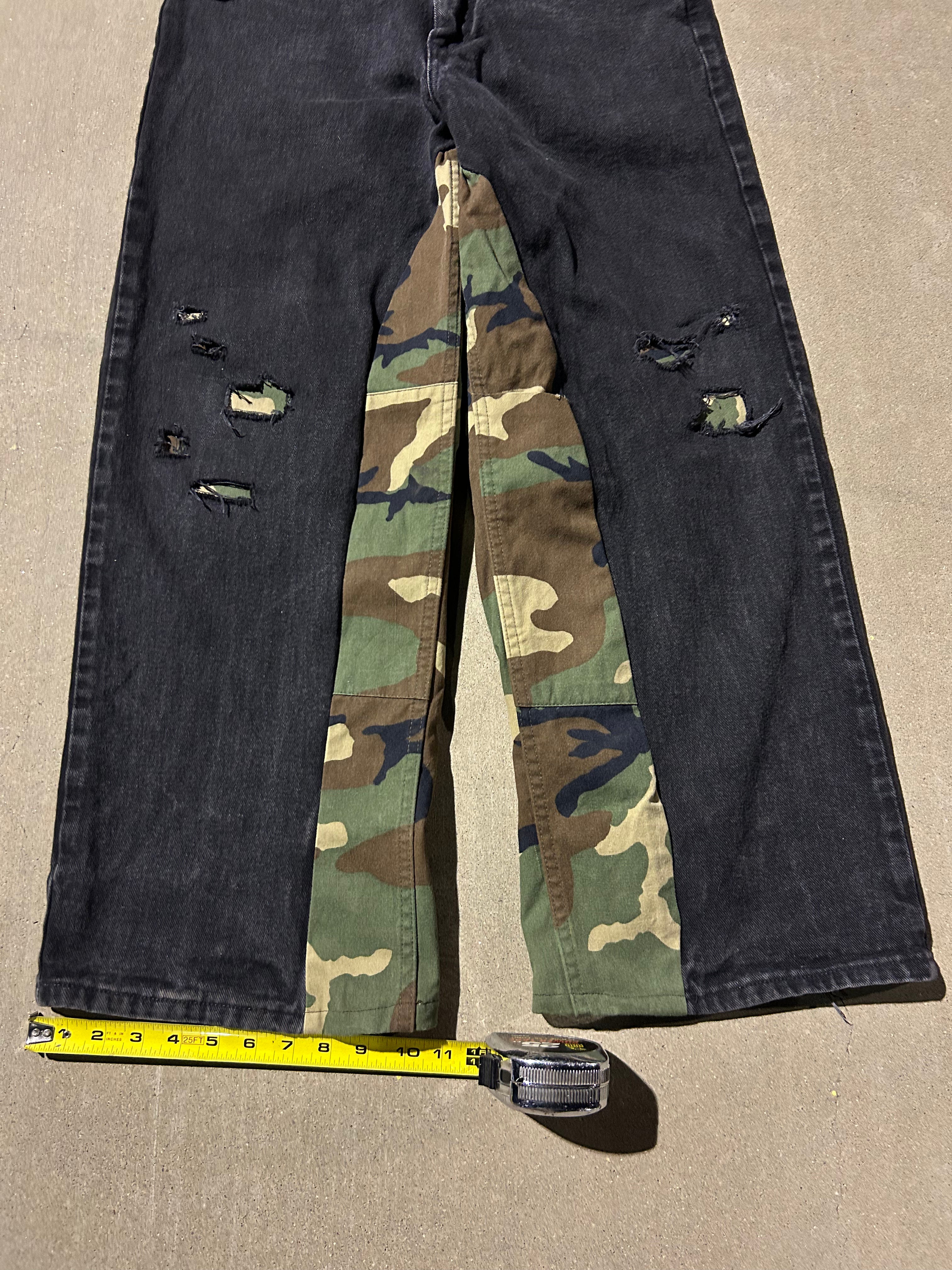 Black jeans with camo inserts