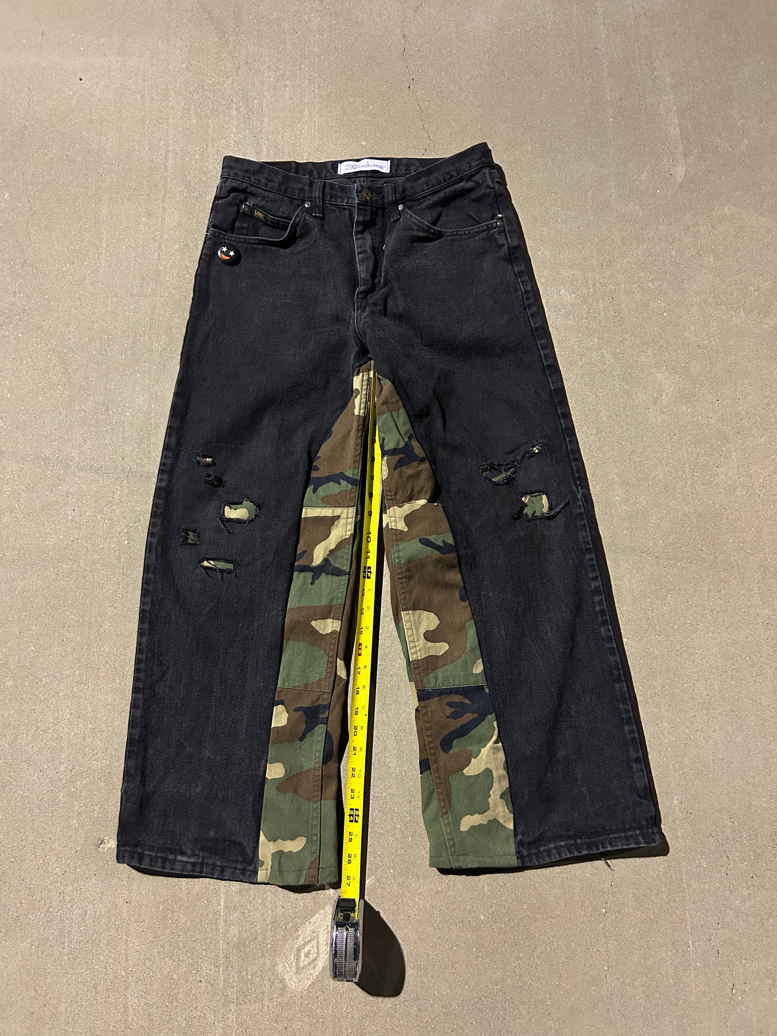 Black jeans with camo inserts