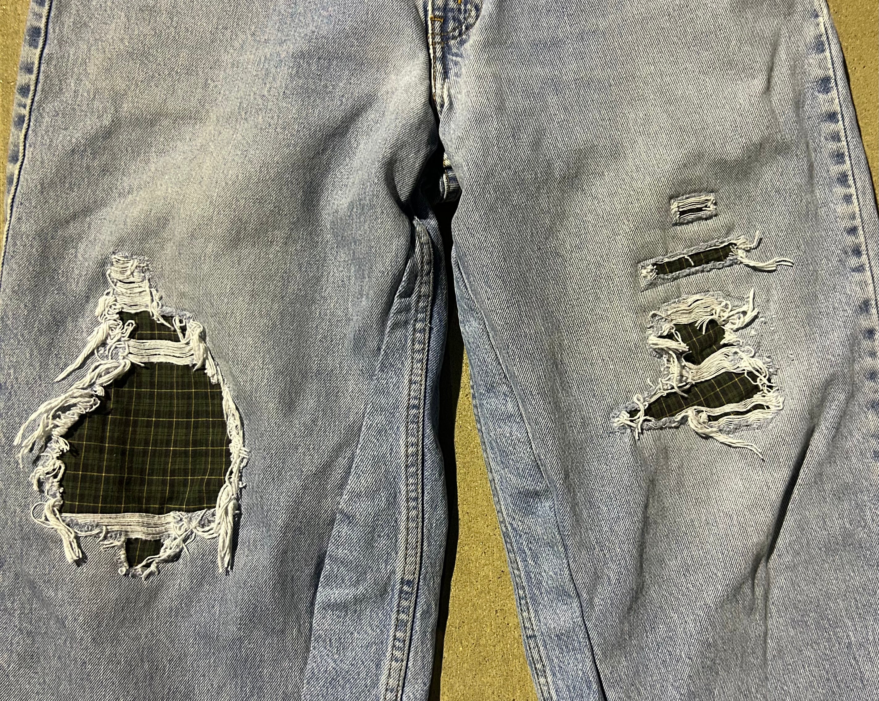 green boxer lined jeans